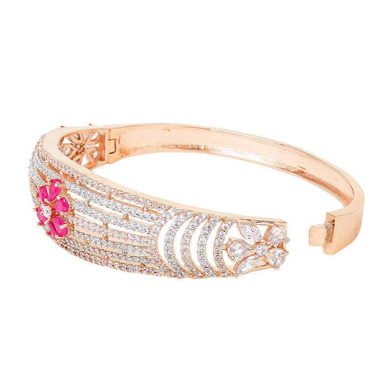 American Diamond Ruby Studded Bracelet Unigem