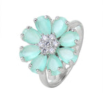 Load image into Gallery viewer, Aqua Blue Adjustable Flower Ring Unigem