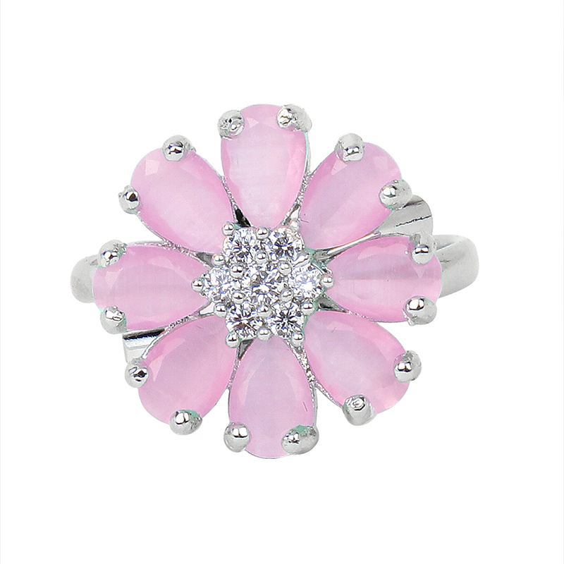 Baby Pink Adjustable Flower Ring Unigem