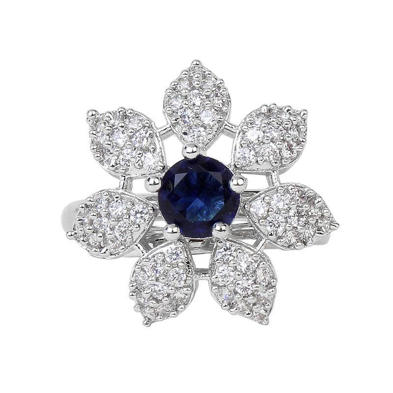 Blue Studded Adjustable Ring Unigem