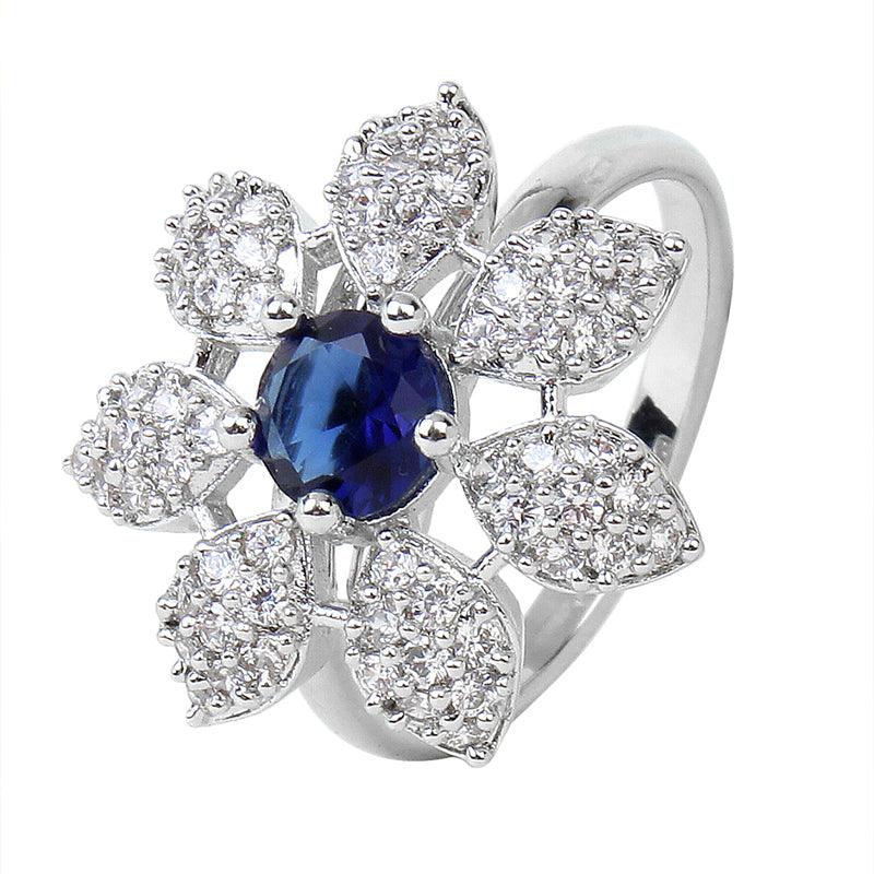 Blue Studded Adjustable Ring Unigem