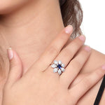 Load image into Gallery viewer, Blue Studded Adjustable Ring Unigem
