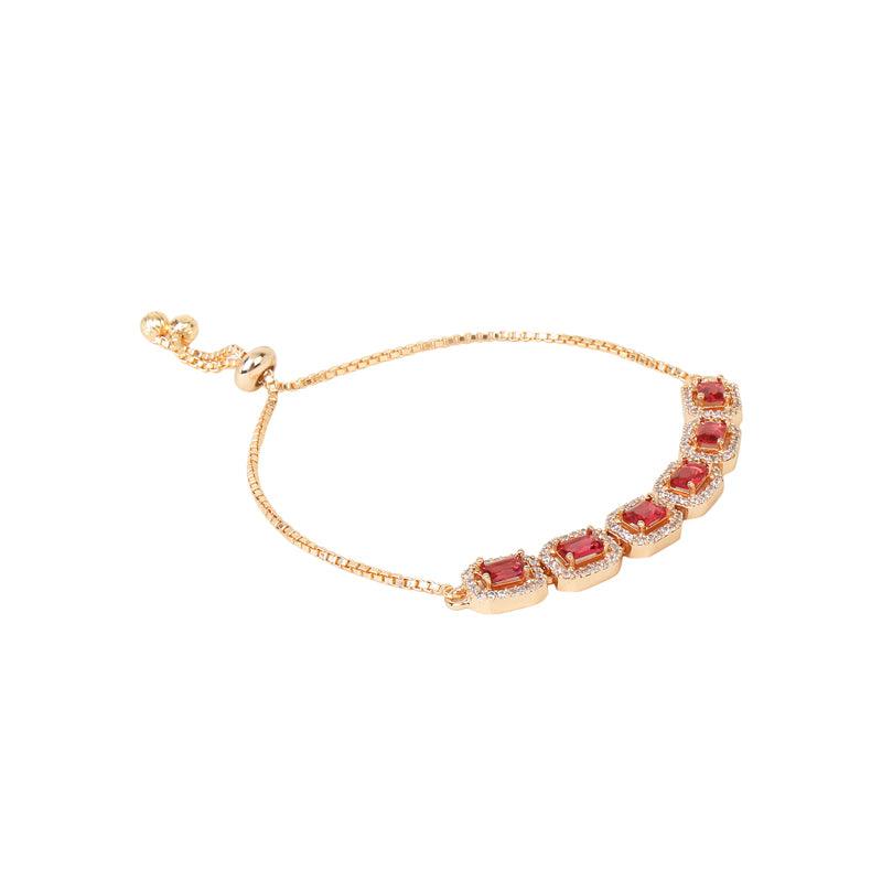 Cherry Red Studded Adjustable Bracelet Unigem