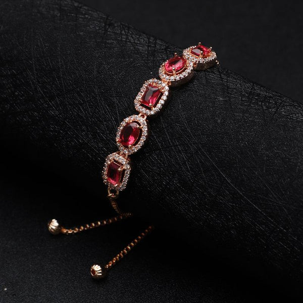 Cherry Red Studded Adjustable Bracelet Unigem