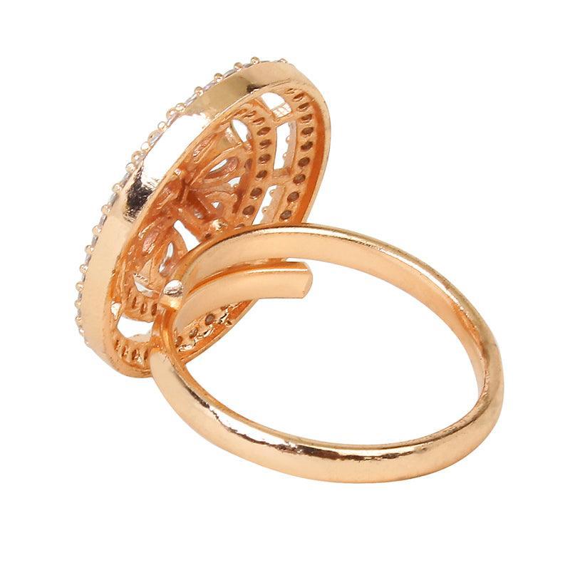 Gold Plated & White Stone Studded Adjustable Ring Unigem