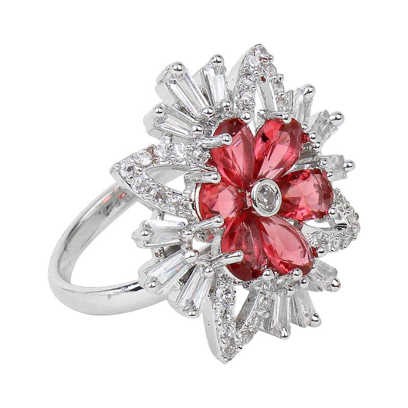 Red Blossom Flower Adjustable Ring Unigem
