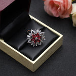 Load image into Gallery viewer, Red Blossom Flower Adjustable Ring Unigem