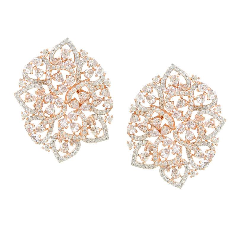 Rose Gold American Diamond Studded Earrings Unigem