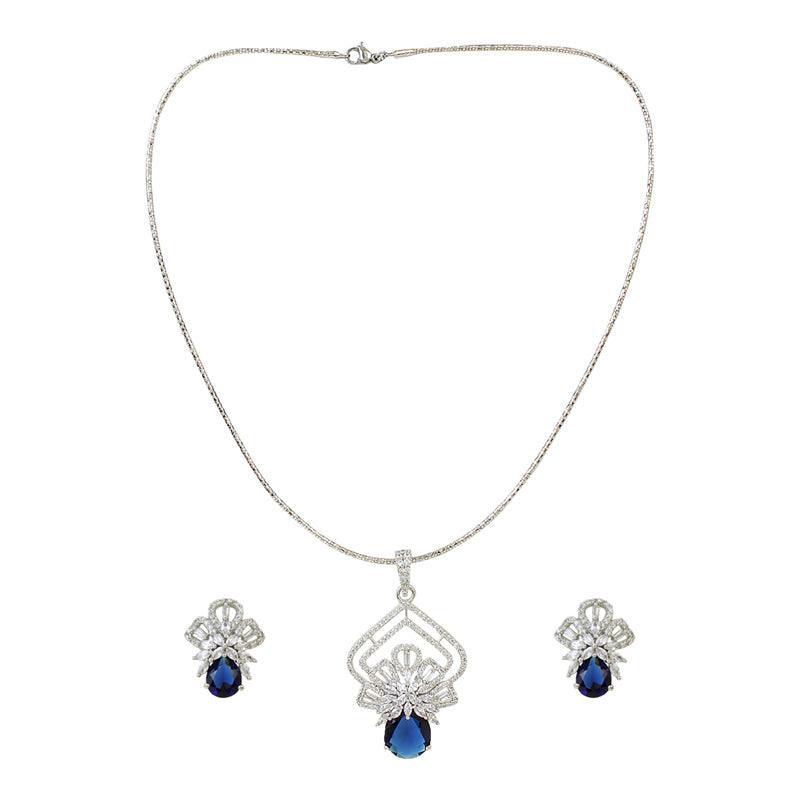 Blue Heart Shape Enamel Necklace - Zenee.in
