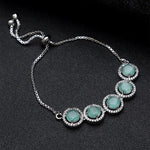 Load image into Gallery viewer, Silver-Plated Blue Stone-Studded Adjustable Bracelet Unigem
