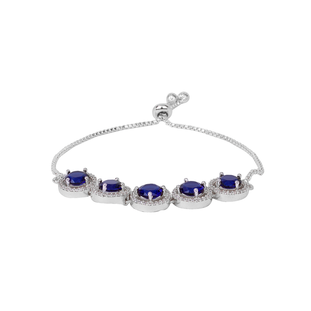 Silver Royal Blue Adjustable Bracelet Unigem
