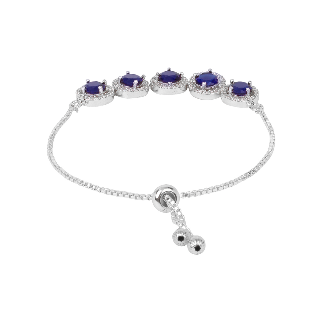 Silver Royal Blue Adjustable Bracelet Unigem