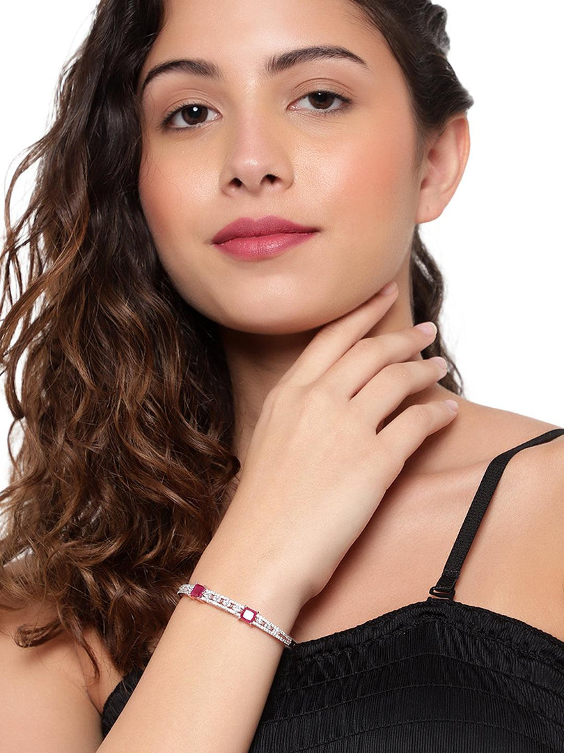 Silver with Pink Sapphire Bracelet Unigem
