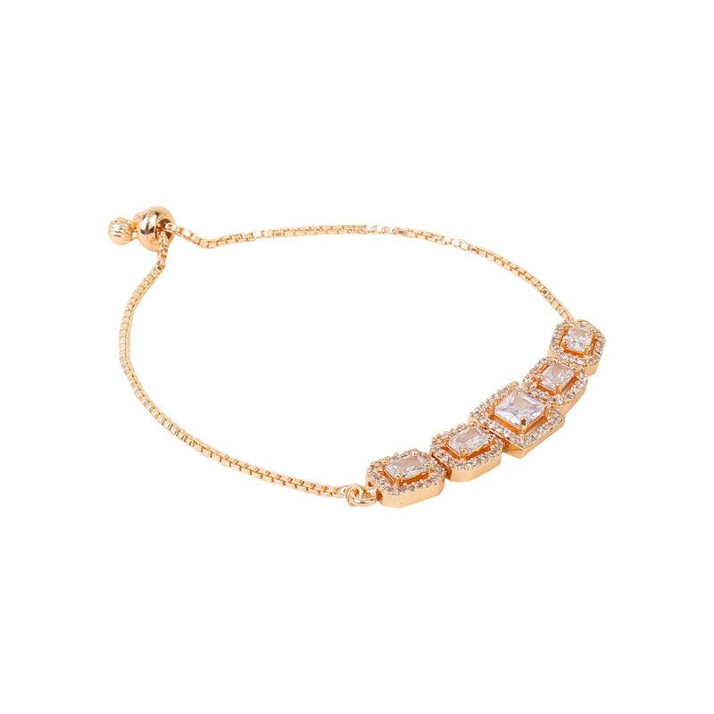 Stone Studded Rose Gold Adjustable Bracelet Unigem